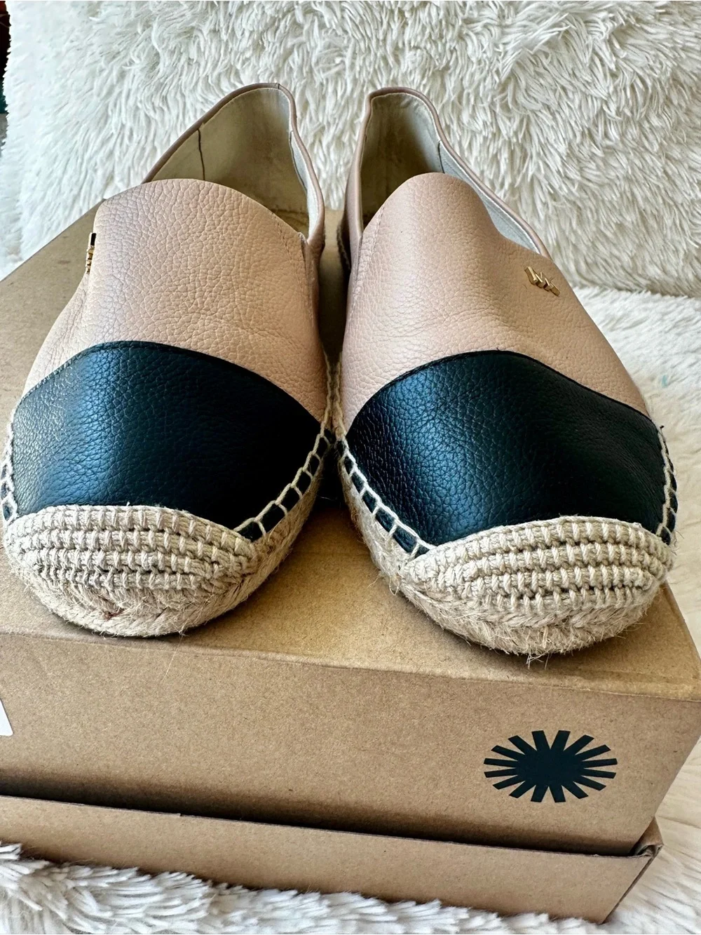 MICHAEL KORS Leather Espadrille Flats Pink Black Colorblock Slip On Shoes 9.5
